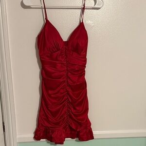 B Darlin Red Ruched Mini Dress